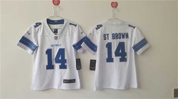 Women%27s Detroit Lions #14 Amon-Ra St. Brown White Vapor Stitched Jersey